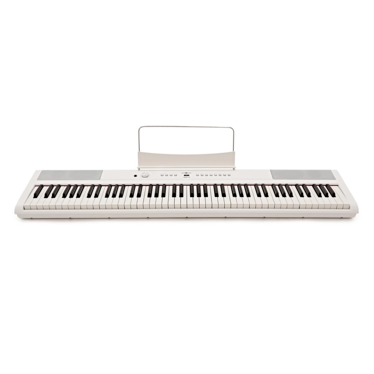 SDP-2 Pianoforte da Palcoscenico di Gear4music con Supporto Pedale e Cuffie Bianco | Piano digitale 88 tasti pesati, altoparlanti stereo integrati e uscita cuffie, RCA e USB MIDI