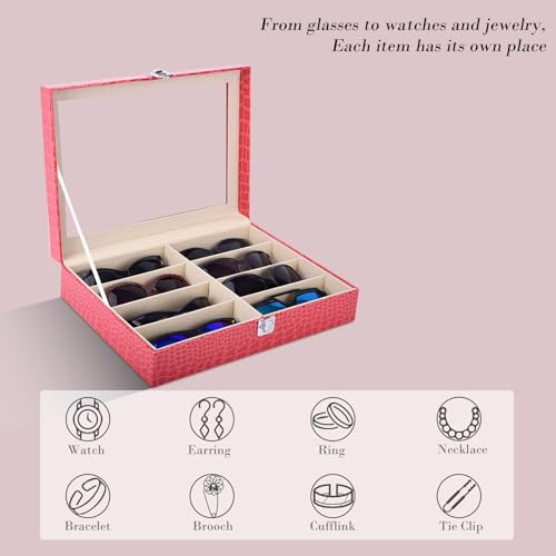 Image of AUTOARK Leather 8 Piece Eyeglasses Storage and Sunglass Glasses Display Case Organizer