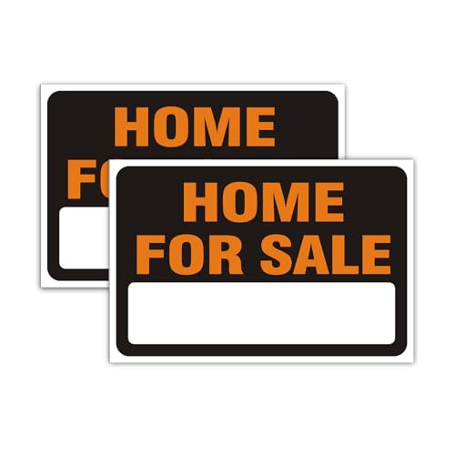 2 Pack Reflective Home For Sale Sign Stickers, 12"x8" Fade Resistant Real Estate Stickers, Self-Adhesive Waterproof For Sale Signs for Car Windows, Doors, Yard (Orange)