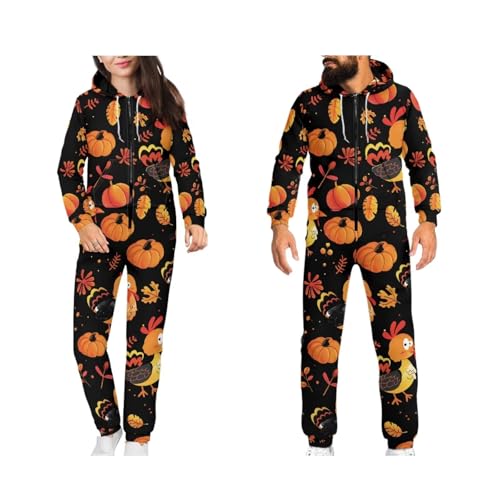 Unisex Adults Onesie Pajamas Men Women Sleepwear Couple Nightwear Romper One-Piece Hooded Jumpsuits Homewear