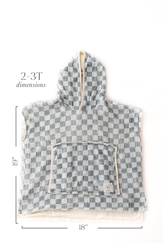 Image of Hooded Poncho Towel for Toddlers - Beach /Pool - Muslin Cotton Checker Print - Ultra Soft, Absorbent- Double Lined-2T-5T