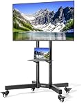 Roulements lourds TV Support pour les écrans 32-85" — Appui 187 Lbs (154 Lbs TV + 33 Tablette lbs), Stable Mobile TV Panier avec plateau de rangement & Roues de verrouillage, plancher TV Restez debout. Max VESA 600x400, noir