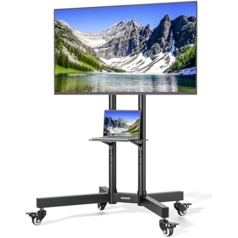 ECOTINY Heavy-Duty Rolling TV Stand for 32–85" Screens Cover