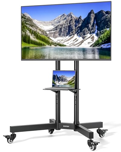ECOTINY Heavy-Duty Rolling TV Stand for 32–85' Screens — Supports 187 lbs (154 lbs TV + 33 lbs...