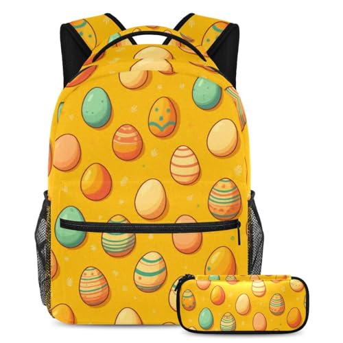 Sac à dos pour garçons filles adolescents avec trousse à crayons jaune de jour