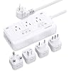 2000W Voltage Converter US to Europe for Hair Dryer, 220V to 110V Converter for European Travel with 3 AC 2 USBC 2 USBA Ports, European Travel Plug Adapter with Plug