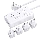 TREVOLTY 2000W Voltage Converter US to Europe for Hair Dryer, 220V to 110V Converter for European Travel with 3 AC 2 USBC 2 USBA Ports, European Travel Plug Adapter with Type C/G/I/L (White)