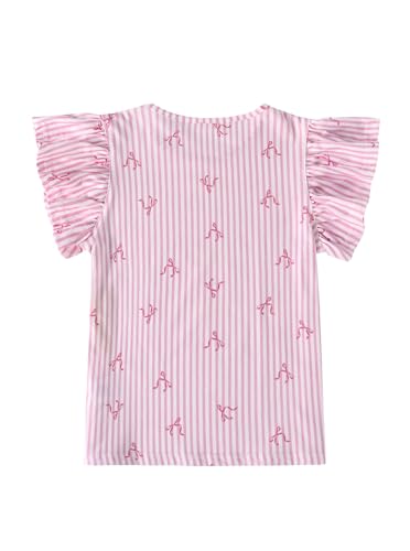 Image of Girls' Summer Shirts Cute Tops Ruffle Sleeve Crew Neck Casual Tees
