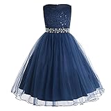 Kinder Mädchen Prinzessin festliches Hochzeit Kleid Tüllkleid / Spitzenkleid, ärmellos. Festkleid für Feiern wie Taufe, Kommunion, Konfirmation, Hochzeit, Brautjungfern oder als Prinzessin-Kostüm
