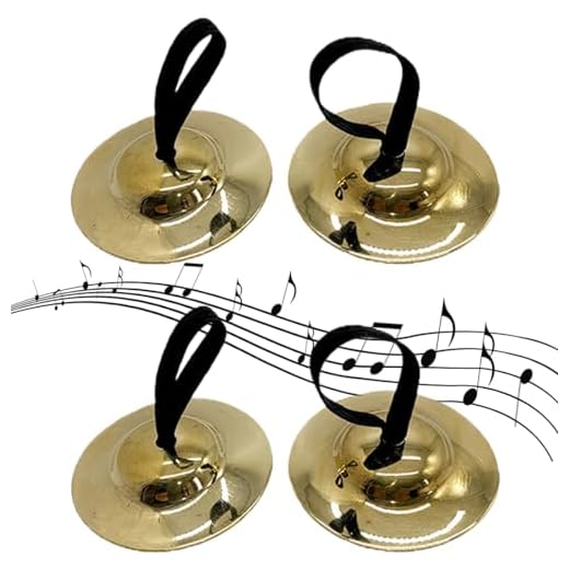Set de 2 platillos de dedo de cobre y latón, instrumento musical para danza del vientre y fiestas nocturnas. Perfectos para niños y bailarines con un diseño de elegancia y estilo.(dorado)