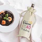 VELENTI 40th Birthday Gifts for Women - Decorative Wine Bag Gift with Witty Quote Cute Female Turning 40 Best Friend, Wife, Mom, Coworker, Sister Red, Champagne - Image 5