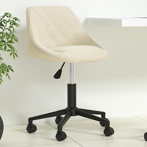 Chaise de bureau moderne velours crème ergonomique et réglable - 2