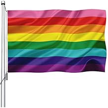 Gmeitoey Gay Pride LGBTQ Rainbow Flag 3x5 Outdoor LBGT Flags Banner with 2 Grommets UV Fade