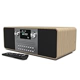 DAB/DAB+ & FM Digital Radio with CD Player | Bluetooth & USB MP3 Player | 60w Premium Sound | Remote Control | Mains Powered | Perfect for Home Entertainment | AZATOM D4 (Oak)