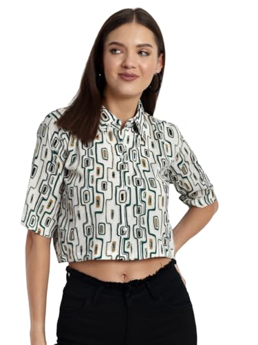 Image of TAGAS Women's Printed Short Sleeve Crop Shirt || Women's Shirt || Women's Crop Shirt || Girls Crop Shirt || Crop Shirt || Shirt (ST-11)