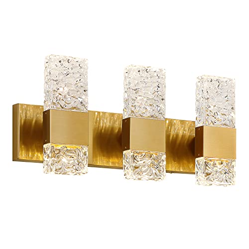 Epinl Gold Bathroom Vanity Light Fixtures Bathroom Light Fixtures Over Mirror 3-Light 4000K LED Crystal Wall Sconces Modern 30W Brushed Hardwired Wall Lights for Bathroom Bedroom Living Room by Epinl - Used condition - Image 8