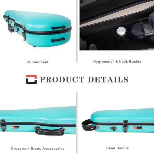 Crossrock Poly Carbon Shaped Violin Case for 4/4 Full-Size | Matte Mint Blue Finish, Hygrometer, Accessory Storage, Protective Blanket – Lightweight Hard Shell by Crossrock - Image 5