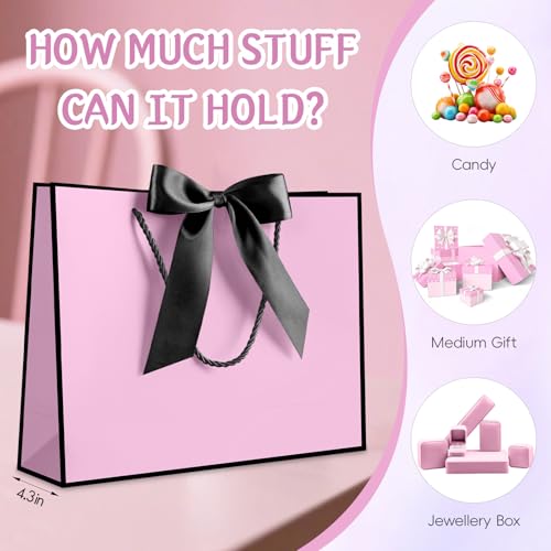 Image of JMANNI Mothers Day Gift Bags with Handles, 13 inch Medium Gift Bag for Presents, 1 Pcs Bags with 2 Tissue Paper and 1 Cards for Baby Shower Wedding Bridal Shower Mother's Day Birthday Party (Purple-Black