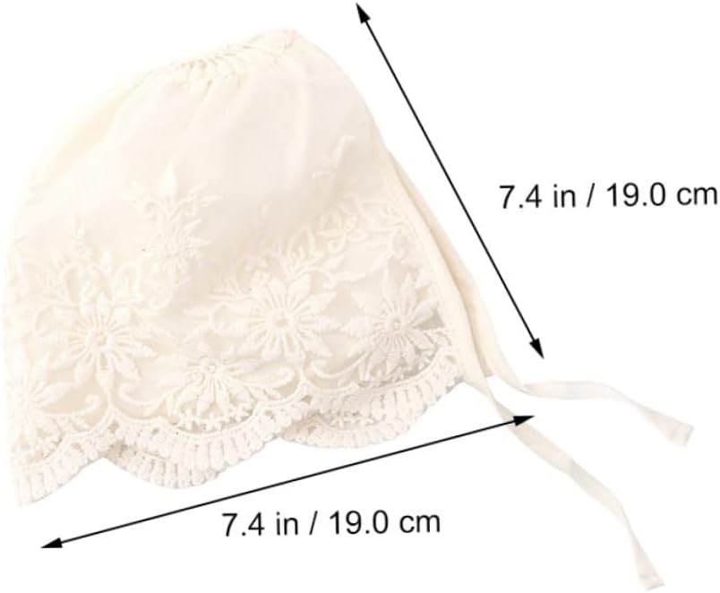 Baby Girl Lace Bonnet 2pcs Summer Hat for Weddings Beige