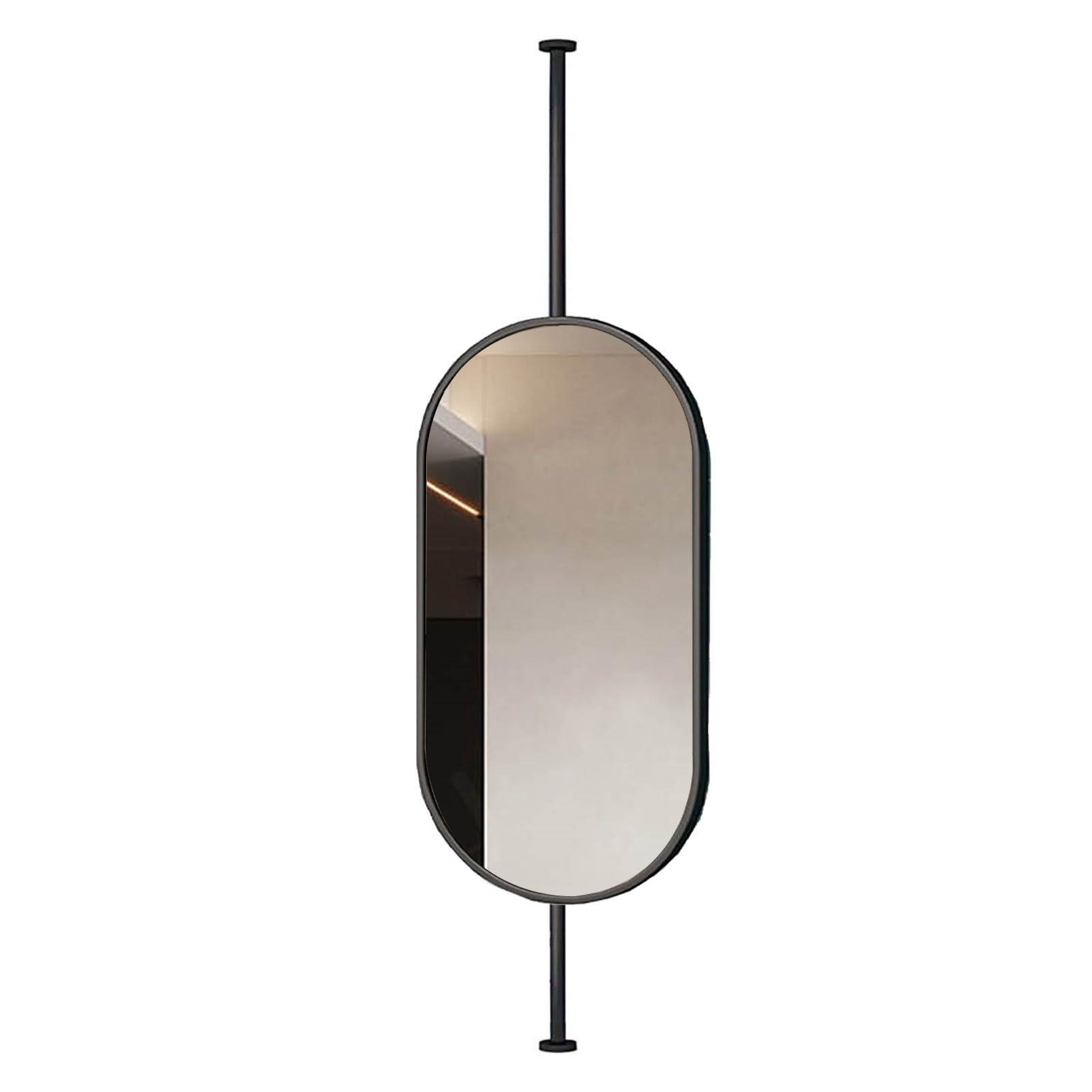 Gaommini D Ceiling-Mounte Oval Mirror Metal Frame Wall Mirror Bathroom Vanity Mirror