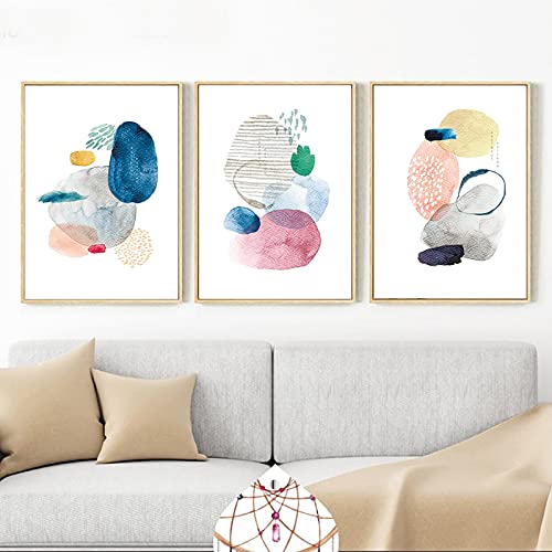 Lienzo de olas de acuarela japonesa y poster abstracto en formato 60x90cm de tres piezas 2