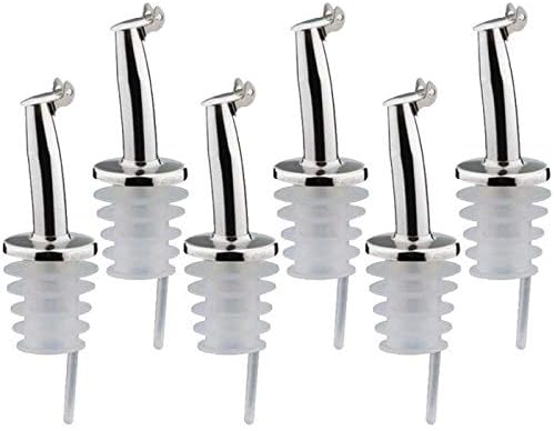 6 bottle pourers with cap - stainless steel & silicone