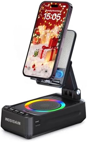 Wireless Induction Bluetooth Speaker with Phone Stand, Birthday for Men Women, Stocking Stuffers for Teen Girls Boys, Portable Speakers with RGB Lights for iPhone/iPad/Android/Tablet