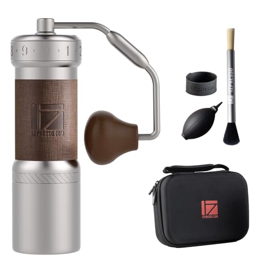Los 10 mejores molinillos 1Zpresso 1Zpresso K-Ultra - Molinillo de café manual plateado con funda de transporte, molienda de consistencia de montaje de acero inoxidable, mango plegable, ajuste numérico externo ajustable, molinillo