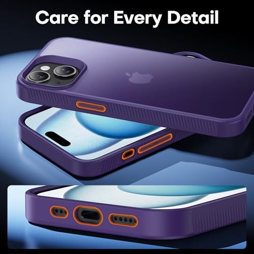 Voetrfod Matte Case for iPhone 15 Plus, Shockproof Military Grade Drop Protection, Frosted Translucent Back Phone Cover, Anti-Fingerprint by Voetrfod - Image 7
