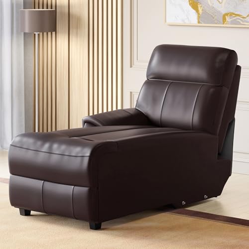 Image of Home Centre Stockholm Half Leather 1-Seater Push Back Lounge Recliner - Brown