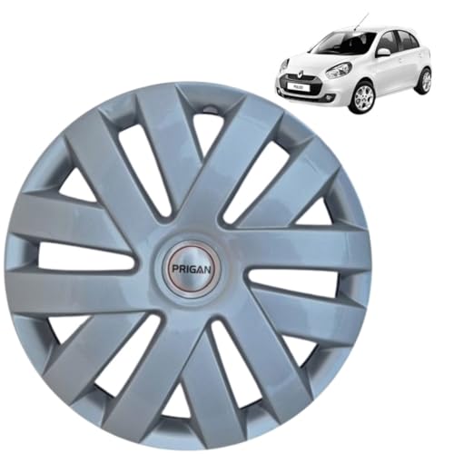 Image of PRIGAN Wheel Cover for Pulse 15 Inch Silver Wheel Cap (Available in 15 Inch) (Set of 4 Pcs) (Press Fitting) Model- Polo Silver-15