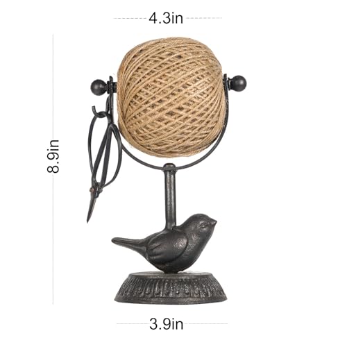 SOFFEE DESIGN Cast Iron Jute Twine Spool with Scissors Holder Set Vintage Style for Garden Farmhouse Kitchen, Natural Jute Twine String & Rope Rack & Scissors, Bird Decorative by SOFFEE DESIGN - Image 5