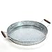 Hosley 16 Inch Diameter Galvanized Tray with Wooden Handles. Ideal Gift for Wedding Party Serving Ware House Warming Home Office Spa Aromatherapy. O4