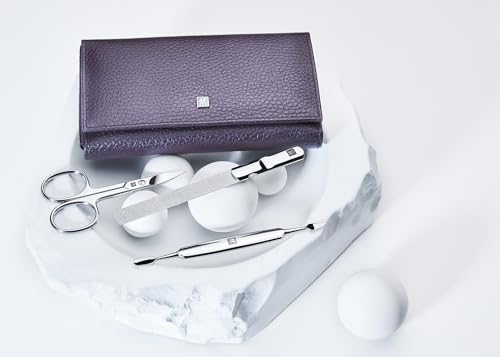 Zwilling Set Manicure (7 Pezzi, Set Pedicure, Set Da Viaggio, Cura Delle Unghie, Vera Pelle), Acciaio Inox Lucido, Viola - 3