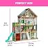 Delta Children Deluxe Maui Dollhouse - دمية كبيرة من 4 طوابق مع 12 غرفة تتضمن 50 ملحقًا - مصعد عمل ، شريحة موجة ، أضواء / أصوات - يناسب دمى 12 بوصة - هدية لعب التظاهر للأعمار 3 +