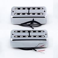 Alnico II Electric Guitar Humbucker Pickup fit for FT Style Guitar. Position: Neck+Bridge, Magnet : Alnico 2 Neck+Bridge Pickup Set; N-Pole Spacing is 50mm, Resistance is 3-4K; B-Pole Spacing is 52mm, Resistance is 4-5K Pickup Color: Brass Cover, Chr...