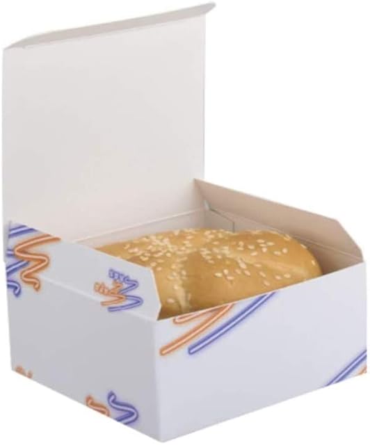 MBB Supa Snax - White Square Boxes - Cardboard Takeaway Box - Fast Food Burger Case (12 Boxes)