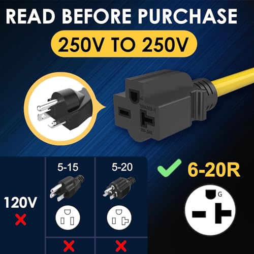 M1A2 NEMA 6-20 Extension Cord 6-20P to 6-20R [Also for 6-15R Adapter] Tesla Mobile EV Level 2 Charging Heavy Duty 220 Volts 20 Amp 25FT ETL Listed by M1A2 - Image 2