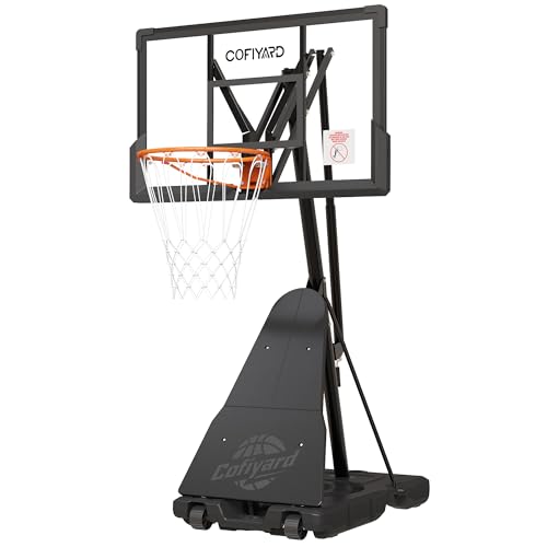 Image of Cofiyard Basketball Hoop Outdoor with 44&48&54 Inch Shatterproof Backboard,10FT Height Portable Basketball Hoop with Sandbag, Adjustable Basketball Goal with Wheels