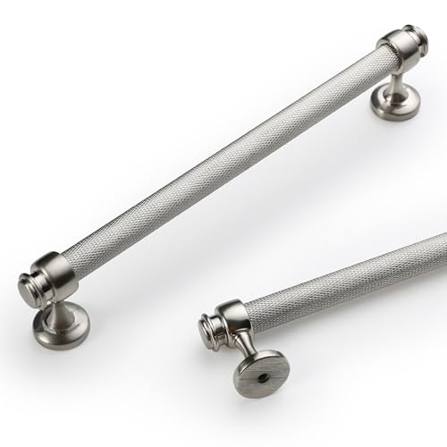 Amerdeco 10 Pack Brushed Satin Nickel Knurled Cabinet Pulls 7 Inch(177.8MM) Hole Centers Kitchen Cabinet Handles Cabinet Hardware Kitchen Handles for Cabinets Cupboard Handles Drawer Pulls ZH0076 by Amerdeco - Used condition - US$33.57