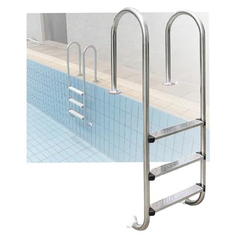 Escalera para piscina de 3 peldaños con pasamanos curvos miniatura 1