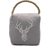 LUXANCO® Tope Puertas Suelo con Cabeza de Ciervo Decorativa (Gris) Sujeta Puertas Suelo Decorativos de Tela y Arena - Freno Puerta