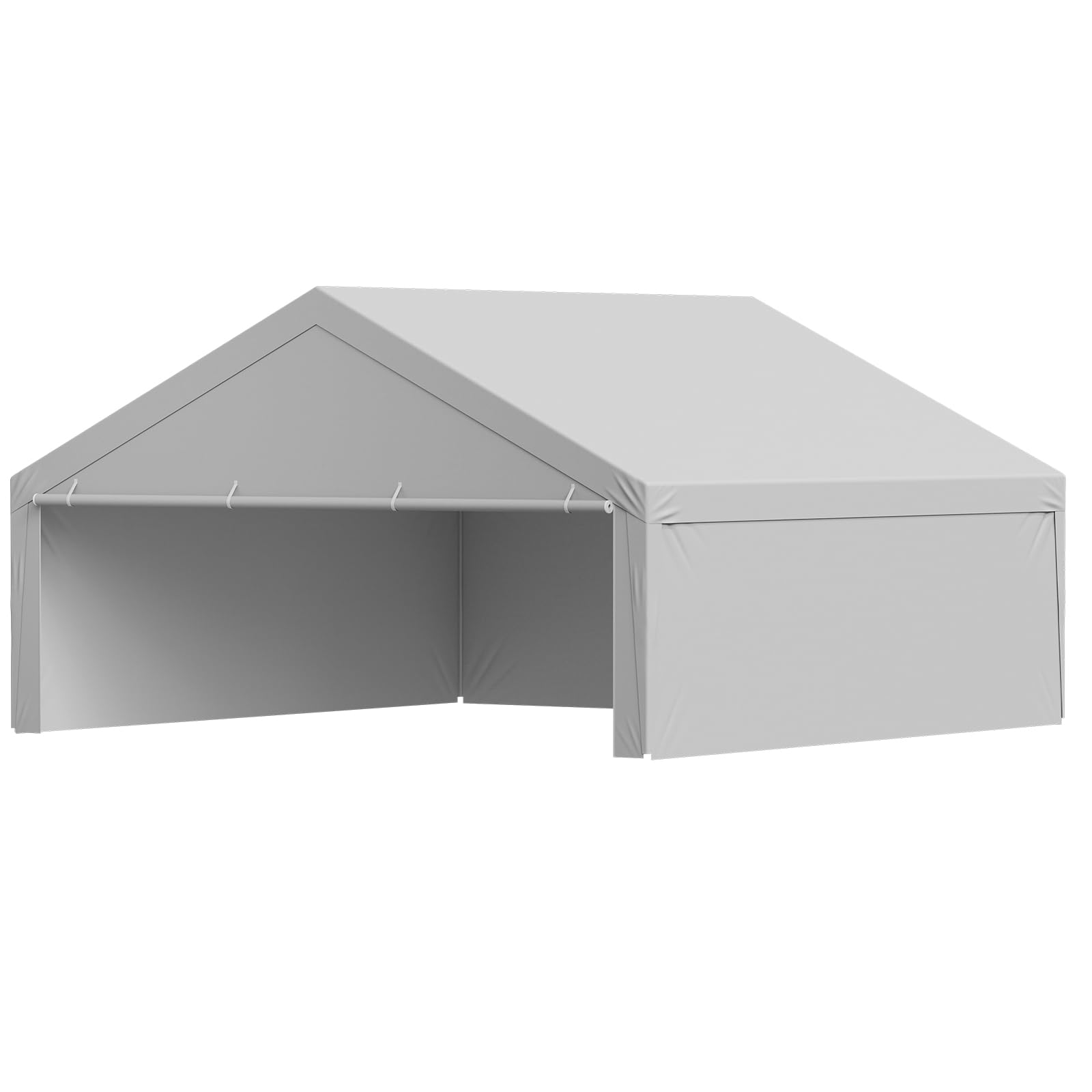 VEVOR Toile Rechange Carport, 6x6 m, Bâche Toit Abri Voiture, Couverture Tente Garage Portable, Résistante UV Imperméable, avec Parois Latérales, Cordons Élastiques à Billes, Gris, Cadre Non Inclus