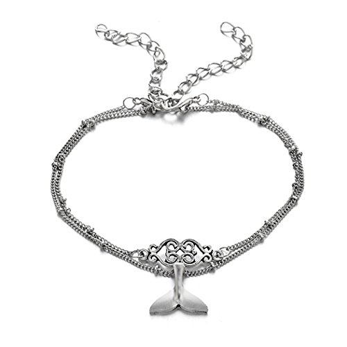 Preisvergleich Produktbild Simsly Fashion Fußkettchen Knöchel Armband Fuß Kette Zubehör Blume Meerjungfrau Schwanz Schmuck für Frauen und Mädchen (Silber) jl-126