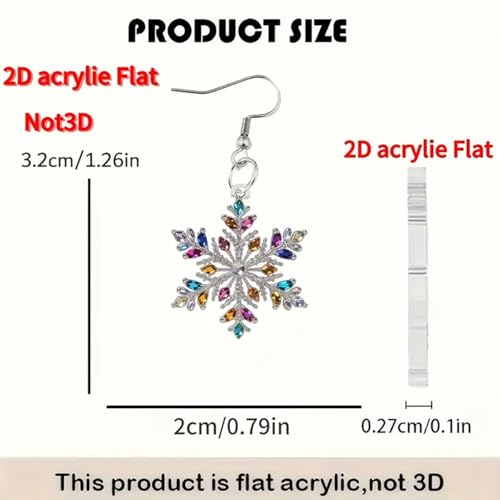 Christmas Dangle Drop Earrings for Women Acrylic Red Wine Beer Mug Earrings Sparkling Christmas Tree Snowflake Bell Stars Earrings Xmas Party Birthday Fashion Jewelry Accessaries (Snowflake) by Fyvos - Image 4