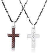 N+NITROLUBE Magnetic Necklace for Men Tungsten Cross Pendant Stainless Steel Chain Mens Cross Nec...