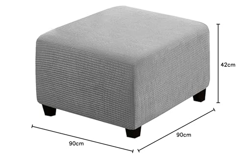 qiden Square Footstool Cover Stretch Ottoman Cover Plush, 10% Thicker Large Stretch Pouffe Cover Anti-Slip Foot Stool Jacquard Slipcovers With Elastic Bottom, Machine Washable-Light gray-X-Large - Cosy Home Interiors qiden Square Footstool Cover Stretch Ottoman Cover Plush, 10% Thicker Large Stretch Pouffe Cover Anti-Slip Foot Stool Jacquard Slipcovers With Elastic Bottom, Machine Washable-Light gray-X-Large - Image 9
