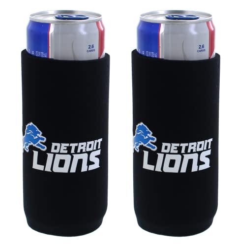 Football 12oz 2-Pack Slim Skinny Can Holder Insulator Beverage Huggie Cooler Coozies (Detroit (Lions))