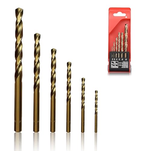 Alrens M35 Hss Drill Bits Set, 2-8mm Cobalt Metal Drill Bit Sets, 6pcs Metals Drill Set Steel Wood Drill Bits for hard steel Aluminium Hards Cast Iron Plastic & Wood