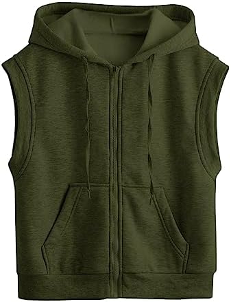 LAOCERENCE Girls Boys Basic Sleeveless Zipper Vest Hoodie Casual Sweatshirt Soild Tank Tops Kanga Pocket Outerwear coat Jacket